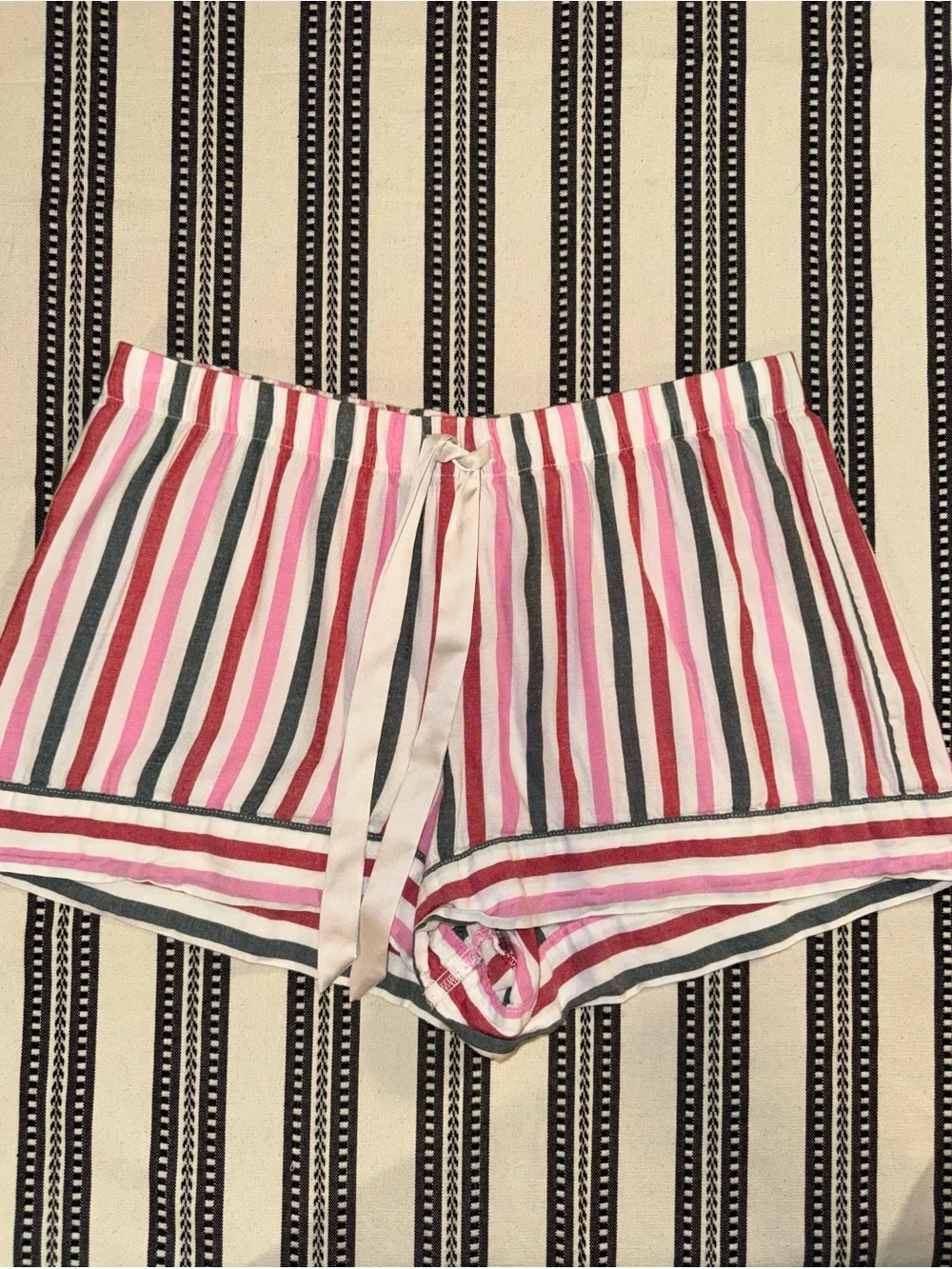 Victoria’s Secret Striped Short-Sleeve, Pink, Green & White PJ Set, M